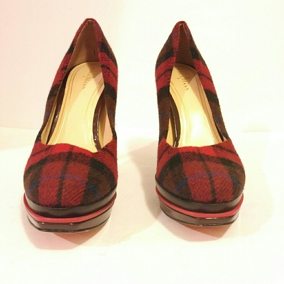 Cole Haan Nike Air Red Plaid Pumps - Picture 6 of 7